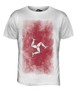 Candymix Isle of Man Verblichen Flagge Herren T Shirt, Größe X-Large, Farbe Weiß von Candymix