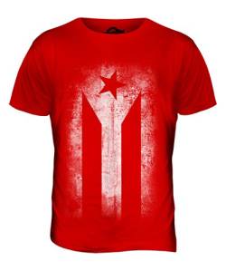 Candymix Kuba Monochrom Schwarzweiß Verblichen Flagge Herren T Shirt, Größe 3X-Large, Farbe Rot von Candymix