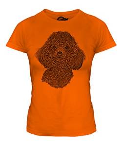 Candymix Pudel Skizze Damen T Shirt, Größe Large, Farbe Orange von Candymix