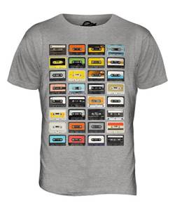 Candymix Retro Kassetten Herren T Shirt, Größe Large, Farbe Grau Meliert von Candymix