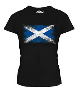 Candymix Schottland Weinlese Flagge Damen T Shirt, Größe Large, Farbe Schwarz von Candymix