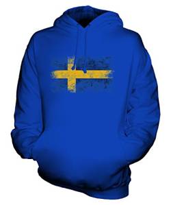 Candymix Schweden Weinlese Flagge Unisex Herren Damen Kapuzenpullover, Größe Large, Farbe Königsblau von Candymix