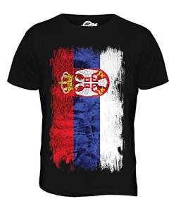 Candymix Serbien Grunge Flagge Herren T Shirt, Größe 5X-Large, Farbe Schwarz von Candymix