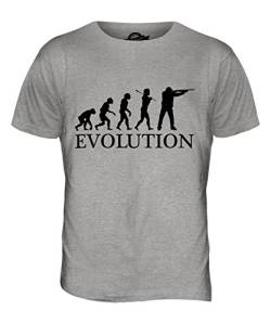 Candymix Tontaubenschießen Evolution des Menschen Herren T Shirt, Größe Medium, Farbe Grau Meliert von Candymix