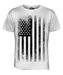 Candymix Usa Sternenbanner Schwarzweiß Verblichen Flagge Herren T Shirt, Größe Medium, Farbe Weiß von Candymix