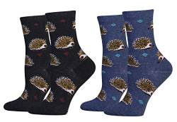 Cansok Damen Tierische Neuheit Igel Socken anziehen Mannschaftssocken Packung mit 2 von Cansok