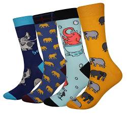 Cansok Herren 2/4 Packungen lustige verrückte Neuheit Kleid Crew Socken, Elefant - 4 Paar, 11-14 von Cansok