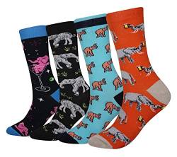 Cansok Herren Neuheit Elefant Socken anziehen Mannschafts Waden Socken Packung mit 4 von Cansok