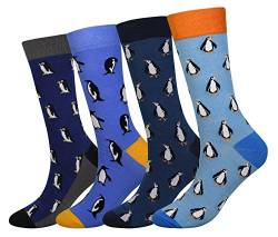 Cansok Herren Neuheit Pinguin Socken anziehen Mannschafts Waden Socken Packung mit 4 von Cansok