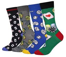 Cansok Herren Socken Spielkarte Kasse Würfel Casino-Chips Socken 4 Paare von Cansok