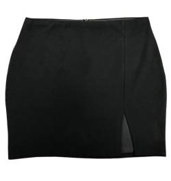 Bodycon Mini Röcke für Frauen Hohe Taille Split Hem Bleistift Röcke, Schwarz-1, X-Groß von Cantonwalker