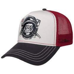 CapUniverse Astro Ape Trucker Cap Basecap Baseballcap Truckercap Meshcap Damen/Herren - Snapback, mit Schirm, Schirm Frühling-Sommer Herbst-Winter - One Size rot-dunkelblau von CapUniverse