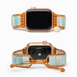 Cape Diablo Smartwatch-Armband, echtes Energie-Kristallband, heilend und ausgleichend, Kristall-Chakra-Stein, Perlenarmband, für Apple-Modelle 4, 5, 6, 7, 8, 9, SE, 38 mm - 45 mm (Amazonit) von Cape Diablo