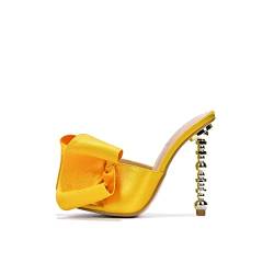 Cape Robbin Salsa Sexy High Heels für Damen, ovale offene Schuhe mit Absätzen, gelb, 38.5 EU von Cape Robbin