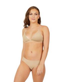 Capezio Damen tiefem Ausschnitt und transparentem Rücken Sport-BH, Beige, Medium von Capezio