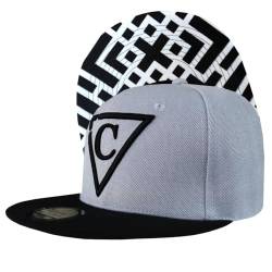 Capiche [99+ VARIATIONEN] Snapback Cap - Kappe - Baseball - Mütze - Herren - Grau - Kreuz - abstrakte Kunst - Geometrisch - [Regular] The X von Capiche