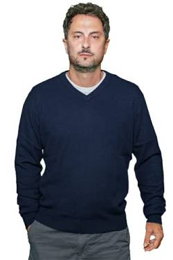 Capri Cashmere Man V-Ausschnitt 100% reines Kaschmir - Winter Weight (BLAU, L) von Capri 100% cashmere