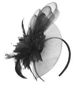 Caprilite Fascinator mit Netz-Hut und Federn für Hochzeiten und Partys Gr. Einheitsgröße, Schwarz von Caprilite