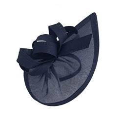 Caprilite Faszinator-Hut mit Mond und Kopfband, für Hochzeiten, Pferderennen, maßgeschneiderte Sinamay-Scheiben, marineblau, Einheitsgröße von Caprilite