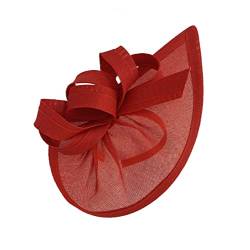 Caprilite Faszinator-Hut mit Mond und Kopfband, für Hochzeiten, Pferderennen, maßgeschneiderte Sinamay-Scheiben, rot, Einheitsgröße von Caprilite