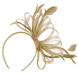 Caprilite Großer Fascinator mit Netz-Hut und Federn Gr. Einheitsgröße, gold beige von Caprilite