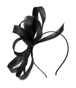 Caprilite Veganer Sinamay Fascinator Stirnband Hochzeit Hoop Damen Day Ascot Races, Schwarz , Einheitsgröße von Caprilite