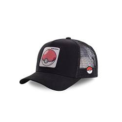 Cap Herren Pokemon, Tracker Kappe Herren, Pokeball, Anti-Reizung, Schwarz, Einheitsgröße von Capslab