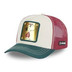 Capslab Snoopy The Peanuts Metal Plate Beige Green Red Trucker Cap - One-Size von Capslab