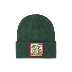 Capslab Super Mario Bowser Beanie Strickmütze Umschlagmütze Wintermütze (One Size - dunkelgrün) von Capslab