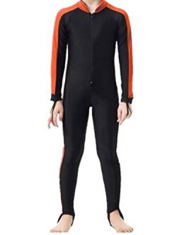 CaptainSwim Kinder EIN Stück Badeanzug Ganzkörperabdeckung Sonnenschutz Surf Anzug Lange Ärmel Badebekleidung (L Höhe(120-135cm), Orange) von CaptainSwim