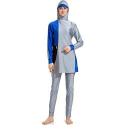 CaptainSwim Muslimische Bademode für Frauen Bescheidene vollständige Abdeckung Burkini islamischer Hijab Badeanzug (L, Grau) von CaptainSwim