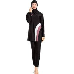 CaptainSwim Neue Muslimische Badebekleidung für Frauen Mädchen Vollständige Abdeckung Burkini Badeanzug Set Islamischer Hijab Bescheiden Strandkleidung Schwimmen Passen Kostüm (2XL, Schwarz) von CaptainSwim