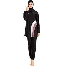 CaptainSwim Neue Muslimische Badebekleidung für Frauen Mädchen Vollständige Abdeckung Burkini Badeanzug Set Islamischer Hijab Bescheiden Strandkleidung Schwimmen Passen Kostüm (4XL, Schwarz) von CaptainSwim