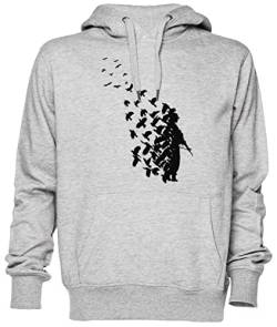 Capzy Banksy Birds Grau Kapuzenpullover Sweatshirt Unisex Herren Damen Grey Unisex Hoodie von Capzy