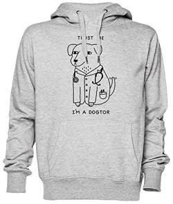 Capzy Trust Me I'm A Dogtor Grau Kapuzenpullover Sweatshirt Unisex Herren Damen Größe XL Grey Unisex Hoodie Size XL von Capzy