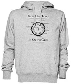 Its All The Choice of Steins Gate Grau Kapuzenpullover Sweatshirt Unisex Herren Damen Größe M Grey Unisex Hoodie Size M von Capzy