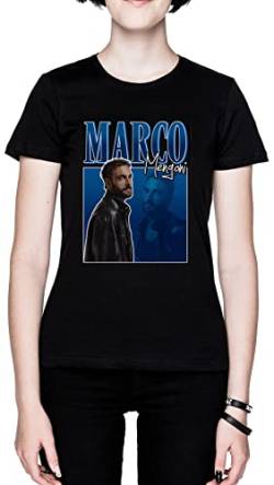 Retro Marco Mengoni Schwarz Damen T-Shirt Black Women's Tee von Capzy