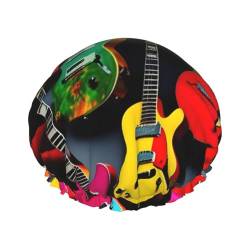 Bunte Gitarren-Volldruck-modische Dusch-Kappe, wasserbeständiges Polyester-Gewebe für Haar-Schutz von CarXs