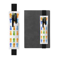 Farbenfrohes Ananas, vielseitiger, verstellbarer Leder-Stifthalter, Lesezeichen, perfektes elastisches Band, Tagebuch-Hülle von CarXs