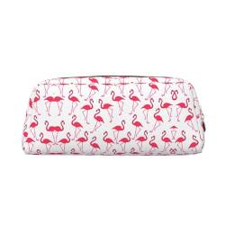 Federmäppchen mit Blättern in Minzgrau – vielseitige und langlebige Tragetasche aus genarbtem Leder für den täglichen Gebrauch, Rosa Flamingo-Muster, Einheitsgröße, Koffer von CarXs