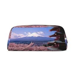 Federmäppchen mit Wasserfall und Blume – vielseitige und langlebige Tragetasche aus genarbtem Leder für tägliche Essentials, Mount Fuji Japan, Einheitsgröße, Koffer von CarXs