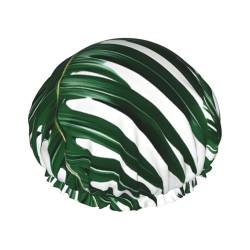Grüne Palmblätter-Volldruck-modische Duschhaube, wasserfestes Polyestergewebe für Haarschutz von CarXs
