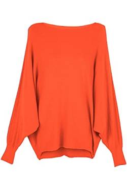 Cara Mia Strick-Pullover für Damen mit Fledermaus-Ärmeln Viskose Orange 38 40 42 von Cara Mia