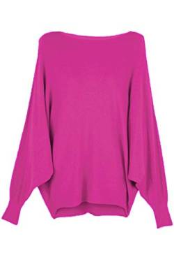 Cara Mia Strick-Pullover für Damen mit Fledermaus-Ärmeln Viskose Pink 38 40 42 von Cara Mia