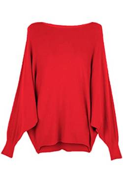 Cara Mia Strick-Pullover für Damen mit Fledermaus-Ärmeln Viskose Rot 38 40 42 von Cara Mia