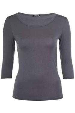 Muse Shirt für Damen mit 3/4 Arm und Rundhals Baumwolle Stretch Grau von Cara Mia