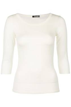 Muse Shirt für Damen mit 3/4 Arm und Rundhals Baumwolle Stretch Wollweiß M von Cara Mia