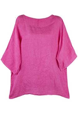 Shirt Oberteil Halbarm Edel Damen Leinen Pink Made in Italy 38 40 42 von Cara Mia