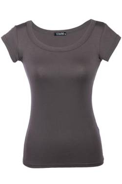 Shirt für Damen Kurzarm und Rundhals Baumwolle Stretch viele Farben 34-38 anthrazit S von Cara Mia