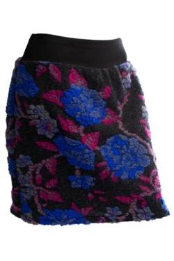 Woll-Rock Damen Kurz Stretch-Bund Winter Viele Farben 40 42 schwarz/Blaue Blumen von Cara Mia